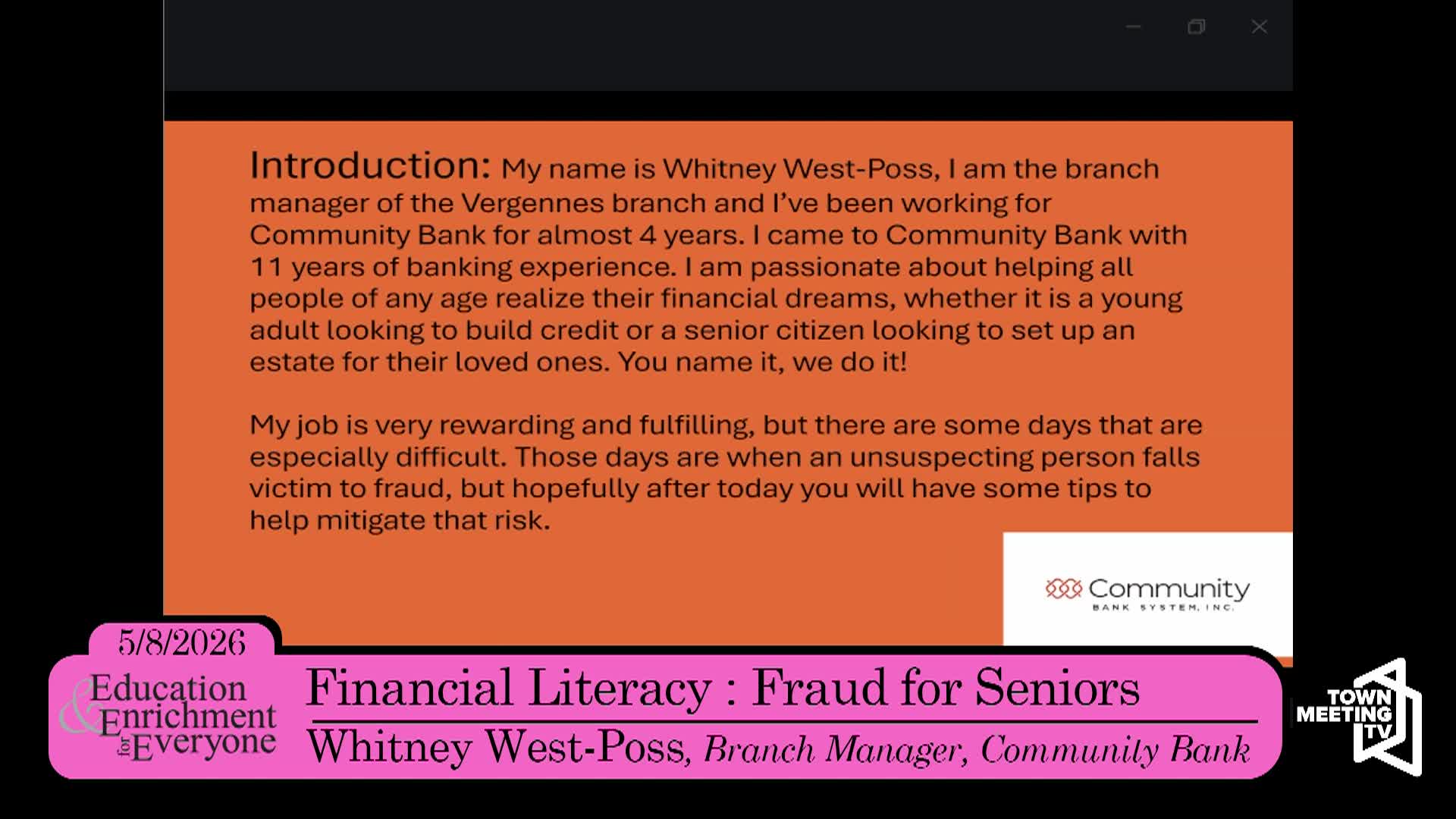 Thumbnail image for EEE - Financial Literacy and Fraud for Seniors